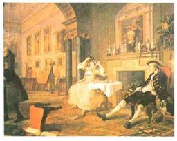 Hogarten Marriage d la Mode saileko koadroa (1745). National Gallery, Londres.<br><br>